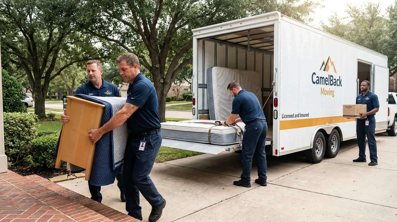 Crew loading residential truck for cross-state move from Far Rockaway, NY